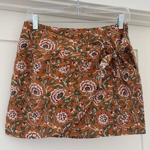 Sezane Pacome Skirt XS 34 Women Casual Floral Printed Wrap Cotton Mini Excellent